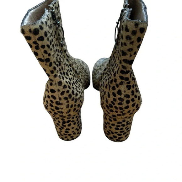 Able Cheetah Hair Celina Leather Ankle Booties Block Heel Size 7 - Picture 10 of 14